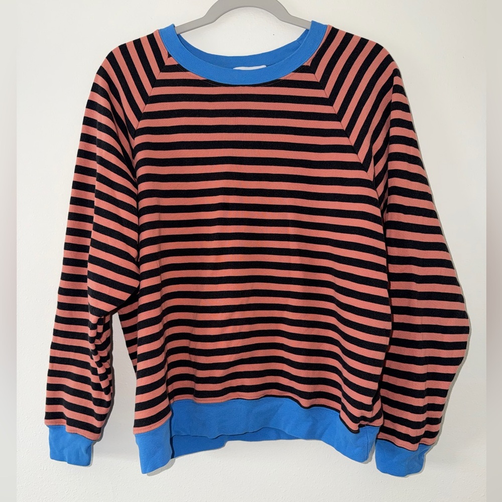 Daydreamer Pink and Black Striped Sweatshirt with Blue Trim - Picture 10 of 11